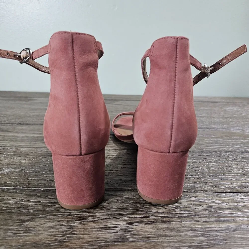 Steve Madden Irenee Pink Rose Suede Block Heel‎ Womens Size 6.5